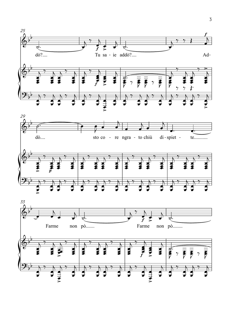 Funiculì, Funiculà - Flute & Piano in Bb Major - Intermediate by Luigi Denza Flute - Digital Sheet Music page 3