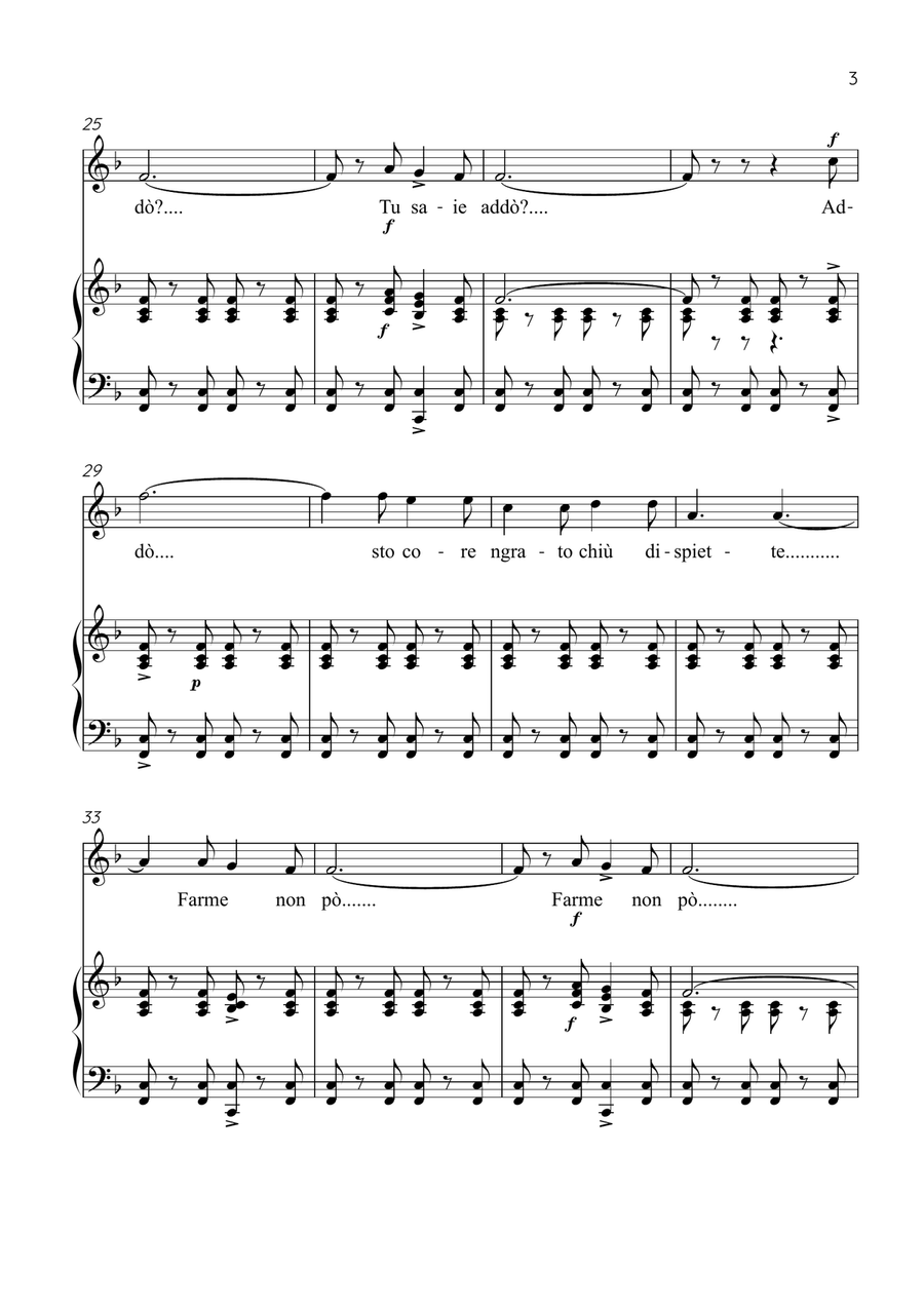Funiculì, Funiculà - Flute & Piano in F Major - Intermediate by Luigi Denza Flute - Digital Sheet Music page 3