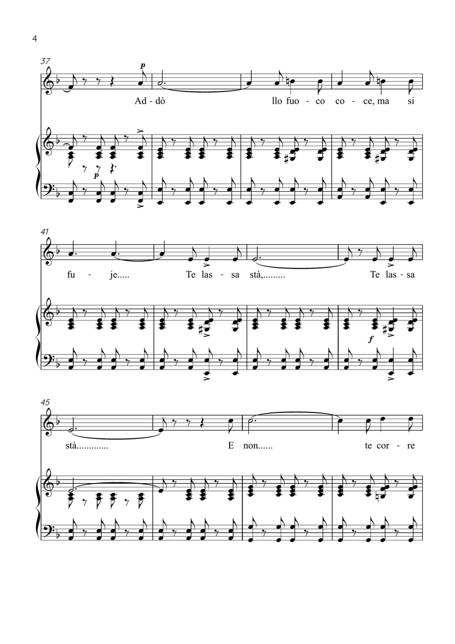 Funiculì, Funiculà - Flute & Piano in F Major - Intermediate by Luigi Denza Flute - Digital Sheet Music page 4