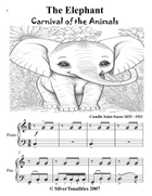 The Elephant Carnival of the Animals Easy Piano Sheet Music Combo Piano Method scores gallery preview page 4