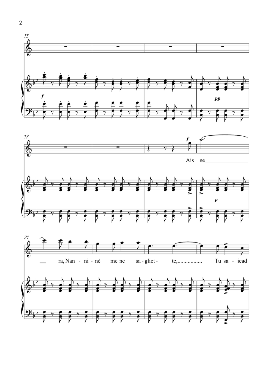 Funiculì, Funiculà - Trumpet & Piano in Bb Major - Intermediate by Luigi Denza B-Flat Trumpet - Digital Sheet Music page 2