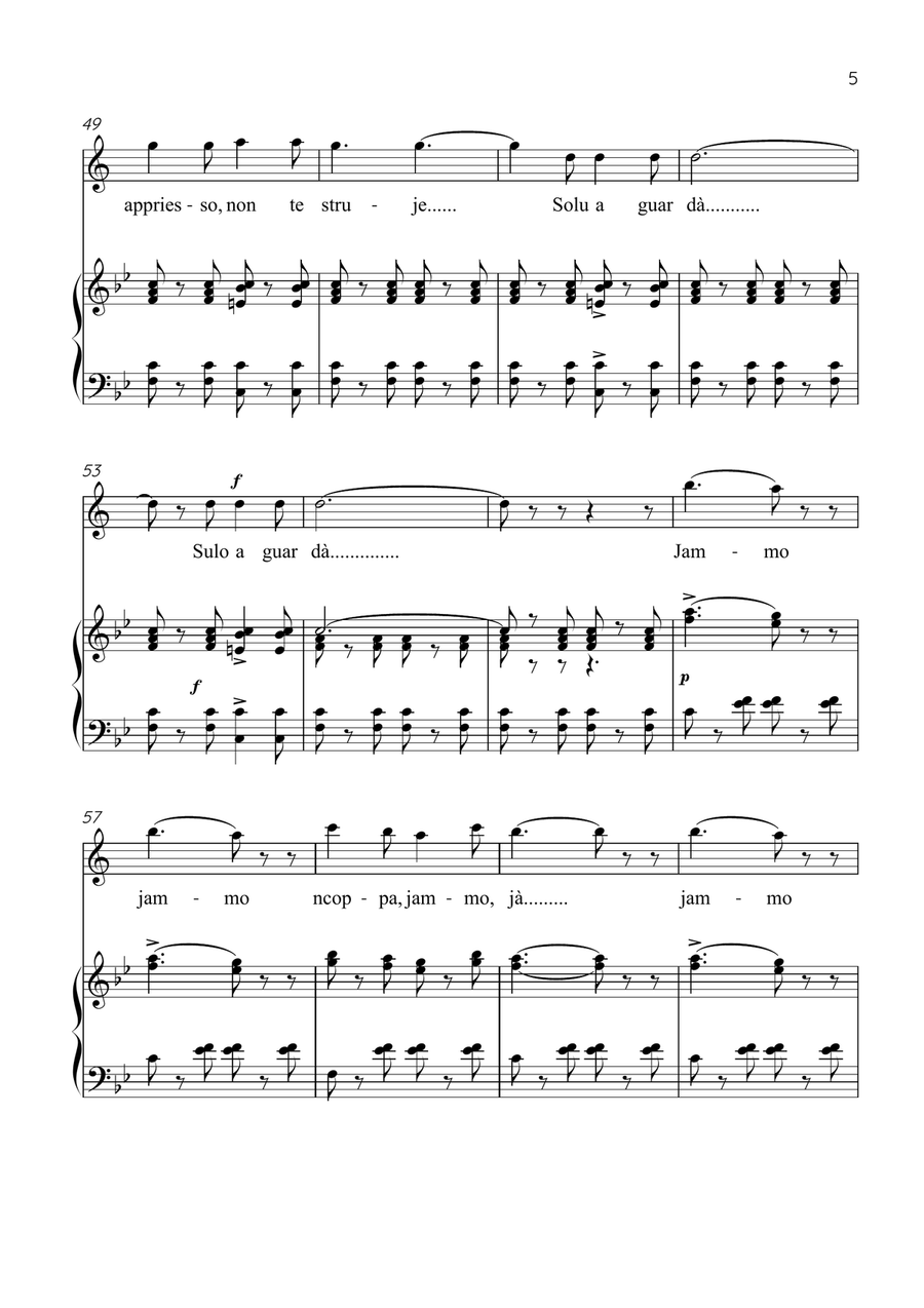 Funiculì, Funiculà - Trumpet & Piano in Bb Major - Intermediate by Luigi Denza B-Flat Trumpet - Digital Sheet Music page 5