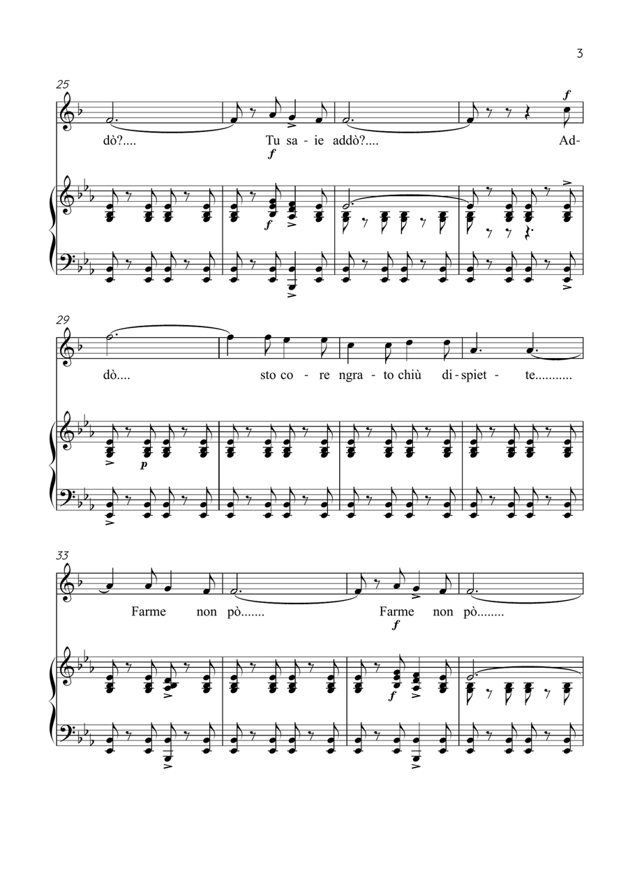 Funiculì, Funiculà - Trumpet & Piano in Eb Major - Intermediate by Luigi Denza B-Flat Trumpet - Digital Sheet Music page 3