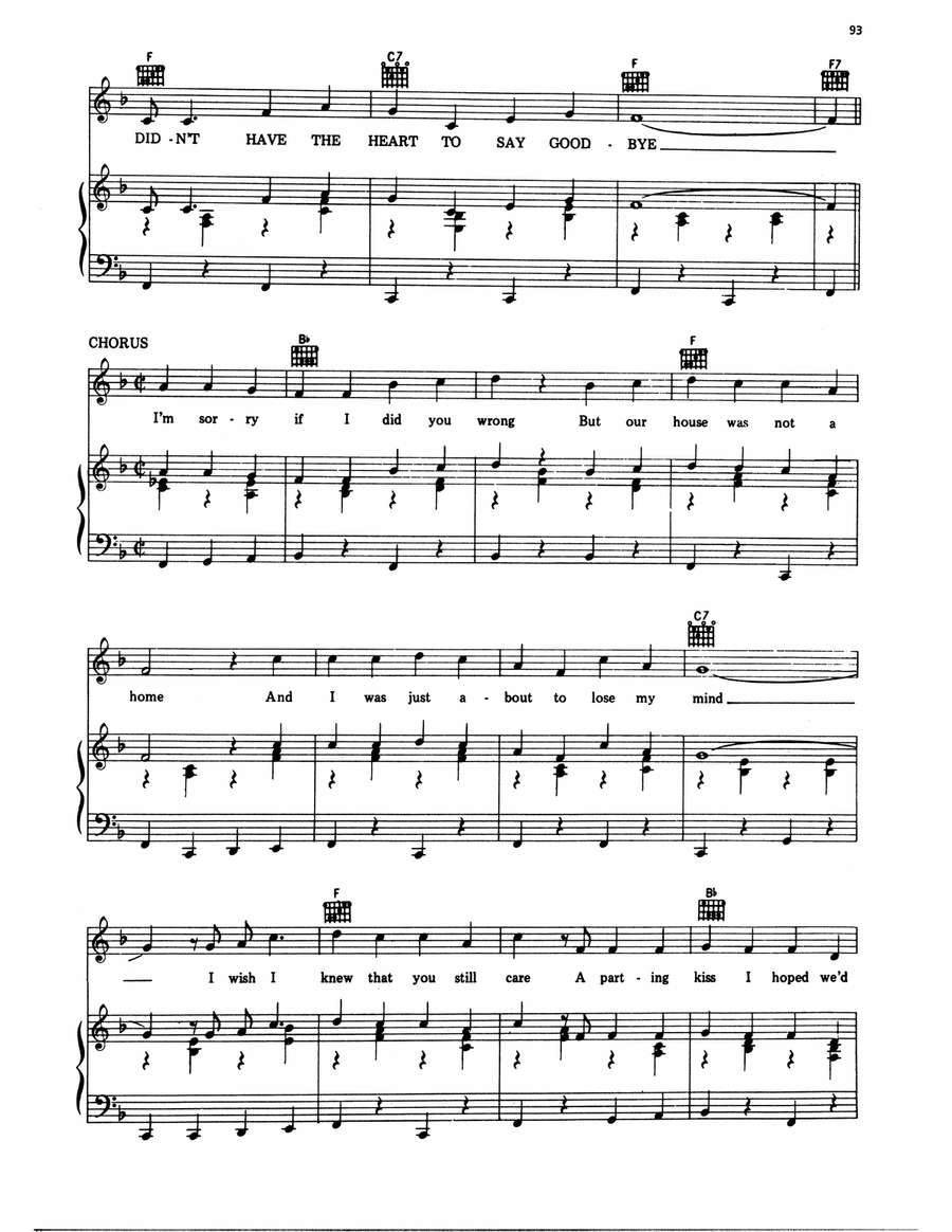 I Just Didn't Have The Heart To Say Goodbye by Hank Williams Piano, Vocal, Guitar - Digital Sheet Music page 2