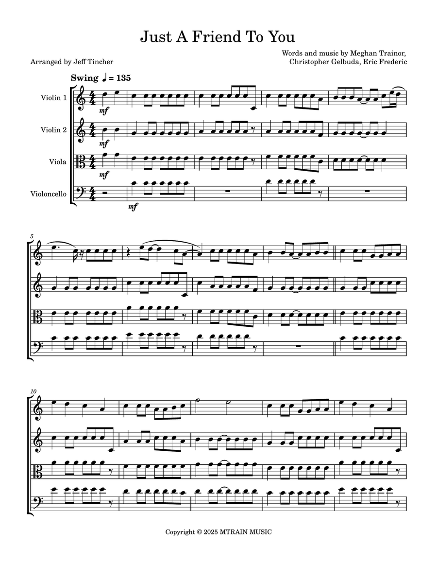 Just A Friend To You by Meghan Trainor String Quartet - Digital Sheet Music page 2