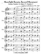 Moonlight Sonata Second Movement Easy Piano Sheet Music Combo Piano Method scores gallery preview page 3