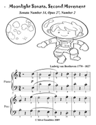 Moonlight Sonata Second Movement Easy Piano Sheet Music Combo Piano Method scores gallery preview page 4