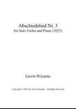 Abschiedslied Nr. 3 for Solo Violin and Piano (Score & Parts)