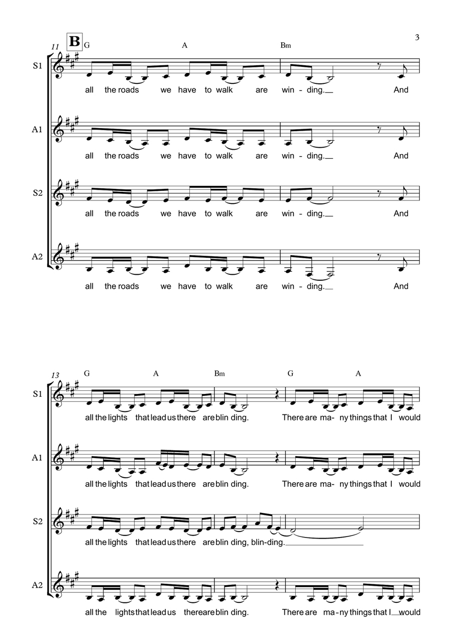 Wonderwall by Oasis SSAA - Digital Sheet Music page 3