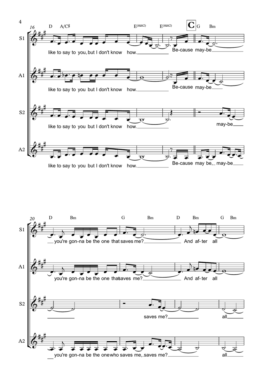 Wonderwall by Oasis SSAA - Digital Sheet Music page 4