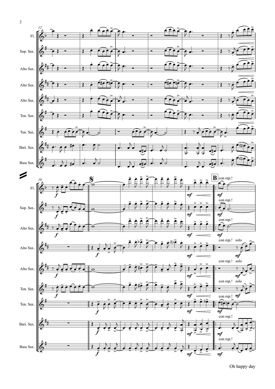 Oh Happy Day Saxophone Quintet scores gallery preview page 3