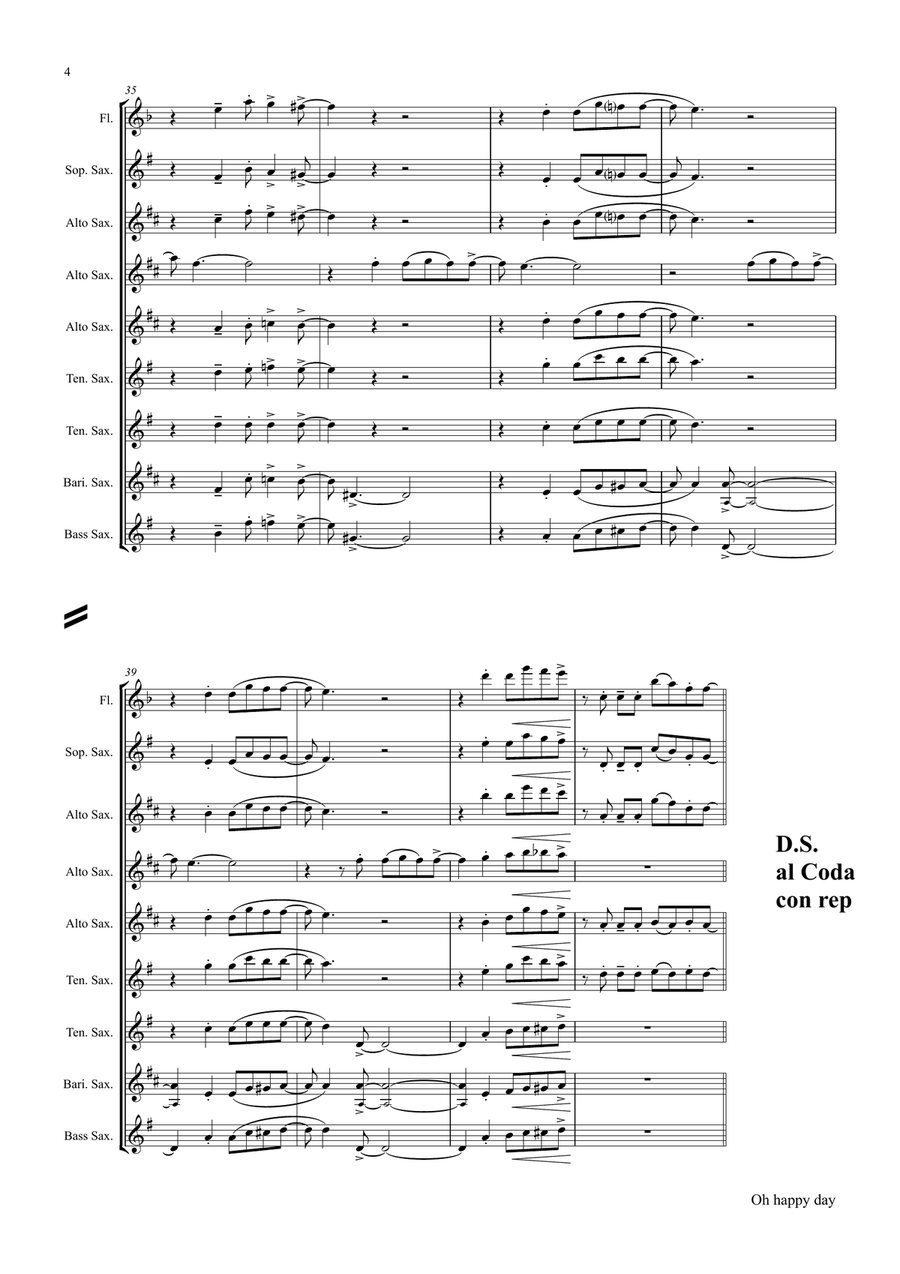 Oh Happy Day Saxophone Quintet scores gallery preview page 5