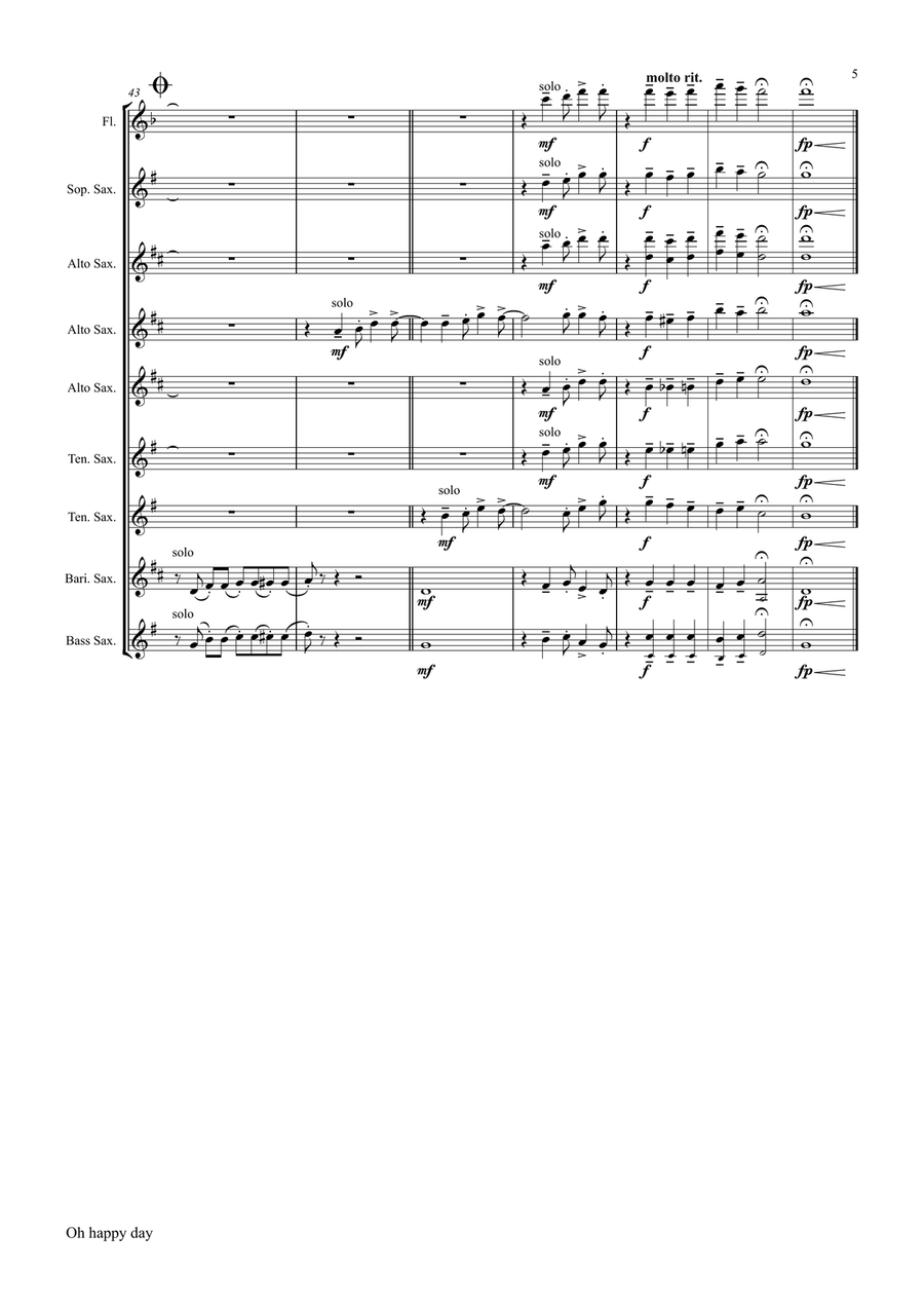 Oh Happy Day Saxophone Quintet scores gallery preview page 6