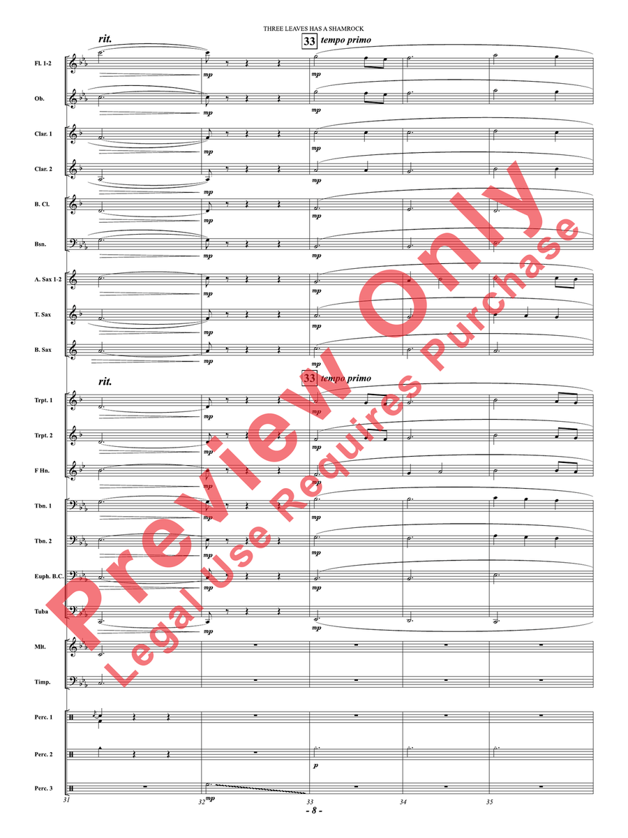 Three Leaves Has A Shamrock Concert Band - Sheet Music page 9