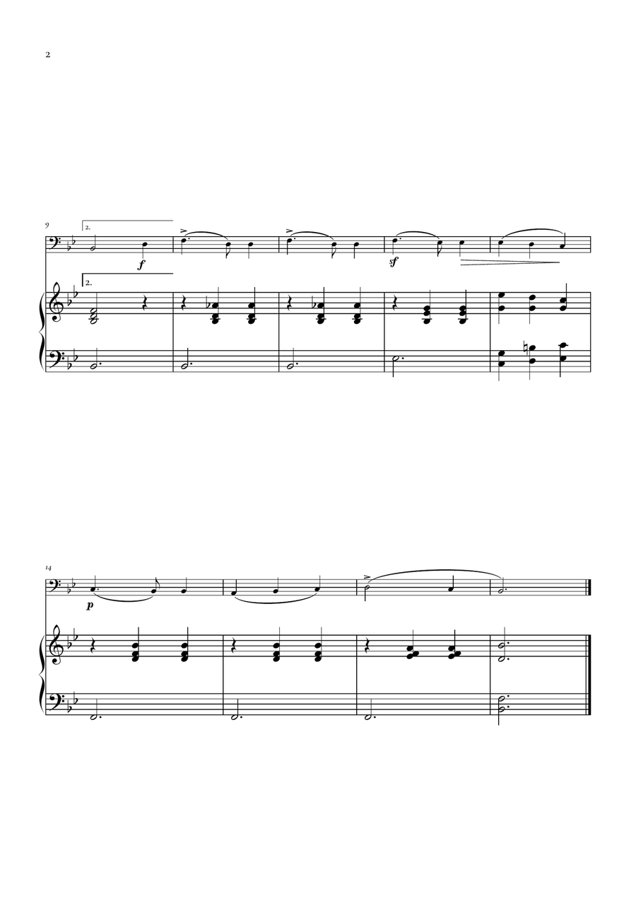 German Dance in Bb, Opus 33, D. 783, N°7 by Franz Schubert Chamber Music - Digital Sheet Music page 2