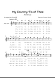 My Country 'Tis of Thee - Alto Sax in F Major With Chords & Lyric