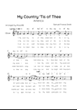My Country 'Tis of Thee - Cello in G Major With Chords & Lyric