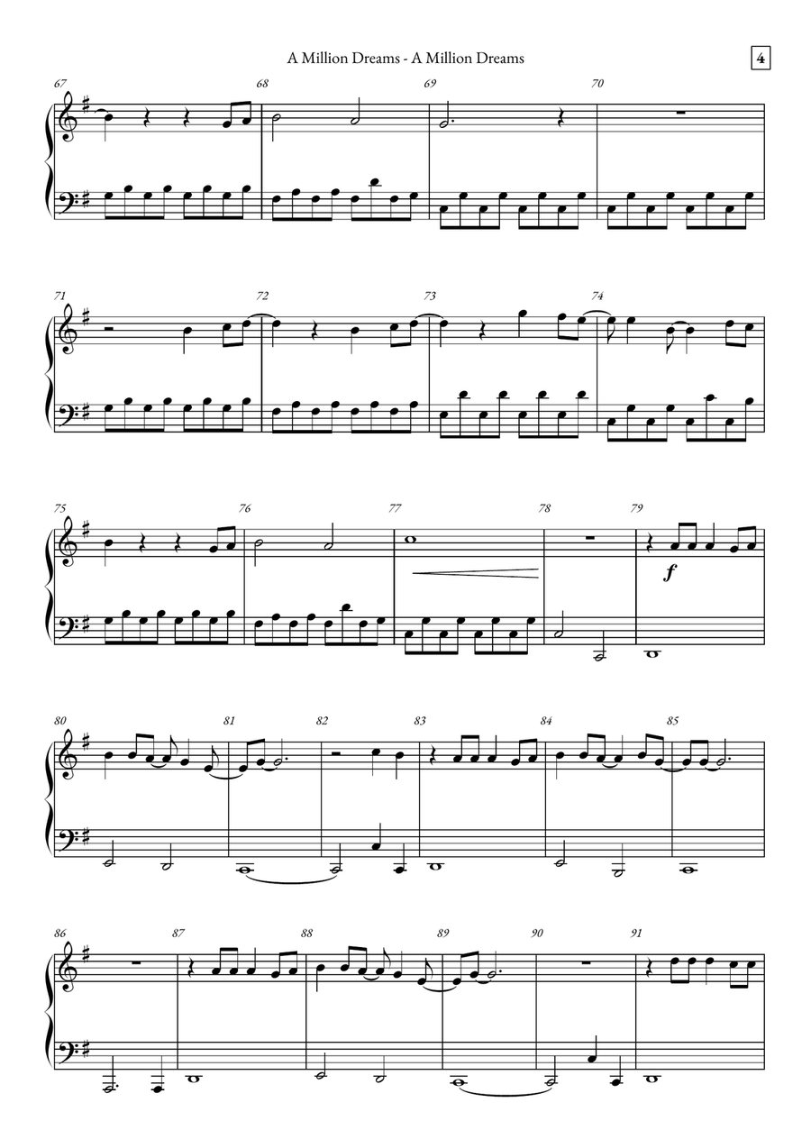 A Million Dreams by Pink Piano Solo - Digital Sheet Music page 4