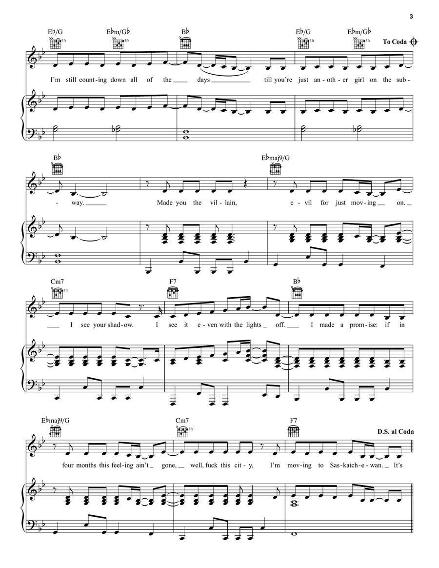 The Subway by Chappell Roan Piano, Vocal, Guitar - Digital Sheet Music page 3