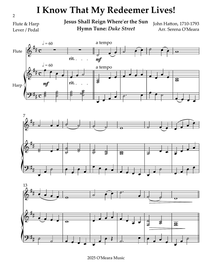 I Know That My Redeemer Lives! Duet for Flute and Harp Flute scores gallery preview page 2