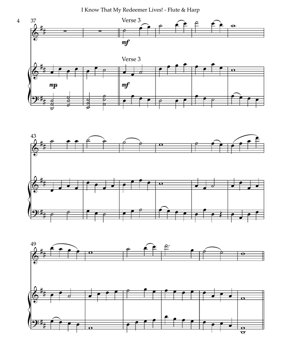 I Know That My Redeemer Lives! Duet for Flute and Harp Flute scores gallery preview page 4