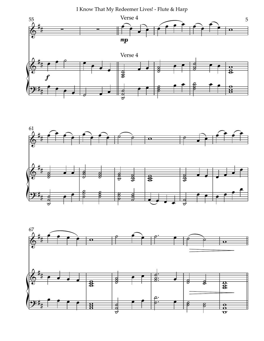 I Know That My Redeemer Lives! Duet for Flute and Harp Flute scores gallery preview page 5