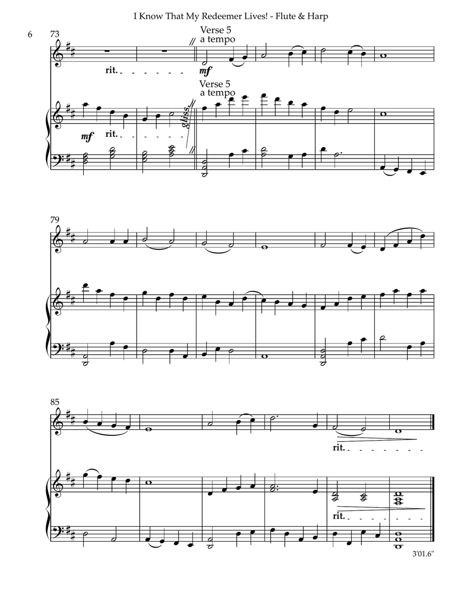 I Know That My Redeemer Lives! Duet for Flute and Harp Flute scores gallery preview page 6