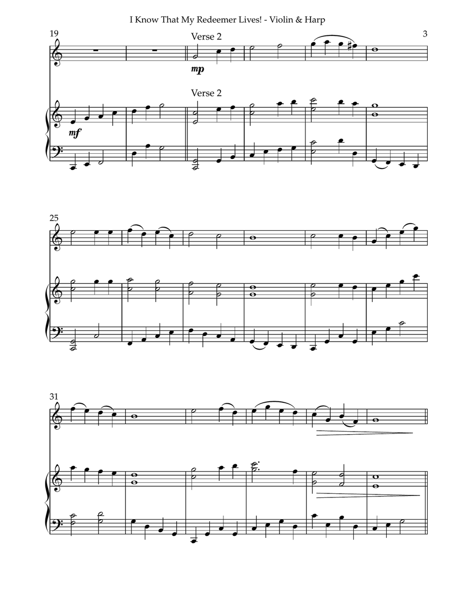 I Know That My Redeemer Lives! Duet for Violin and Harp String Duet scores gallery preview page 3