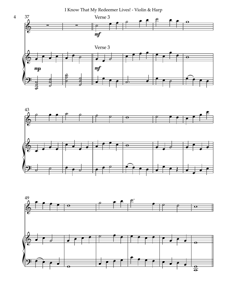 I Know That My Redeemer Lives! Duet for Violin and Harp String Duet scores gallery preview page 4