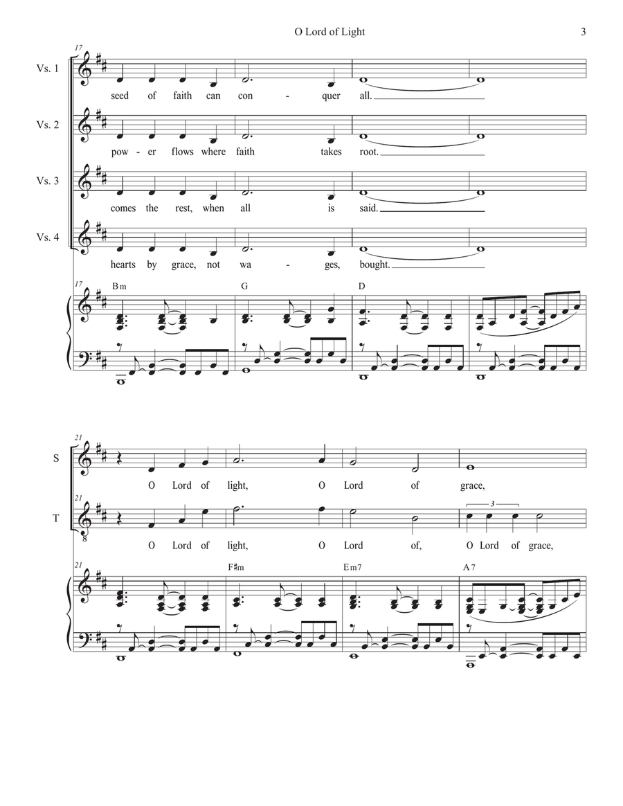 O Lord of Light, O Lord of Grace (Duet for Soprano and Tenor solo) by Stephen DeCesare Tenor Voice - Digital Sheet Music page 3