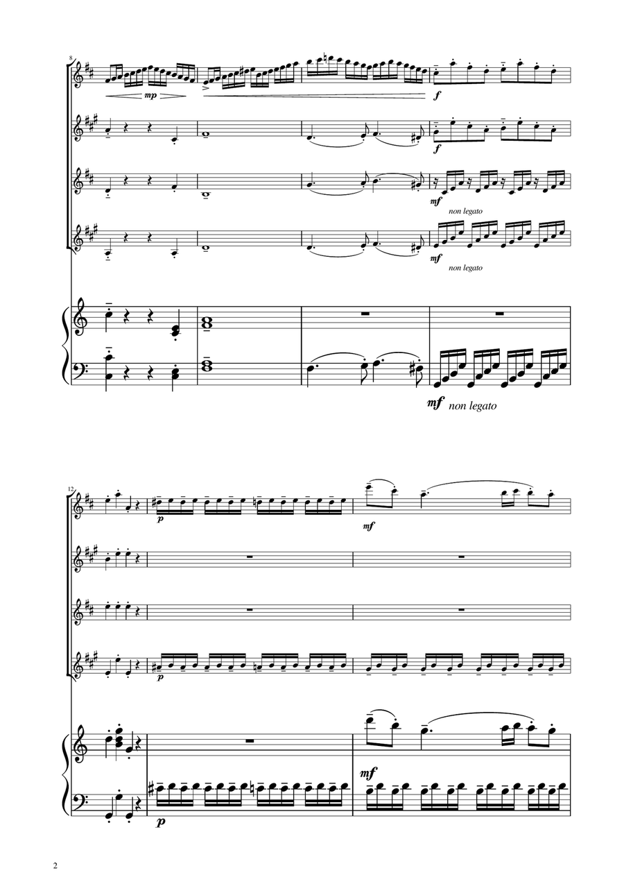 Sonata No. 16 in C Major KV 545 - Allegro - Sax Quartet by Wolfgang Amadeus Mozart Saxophone Quartet - Digital Sheet Music page 2