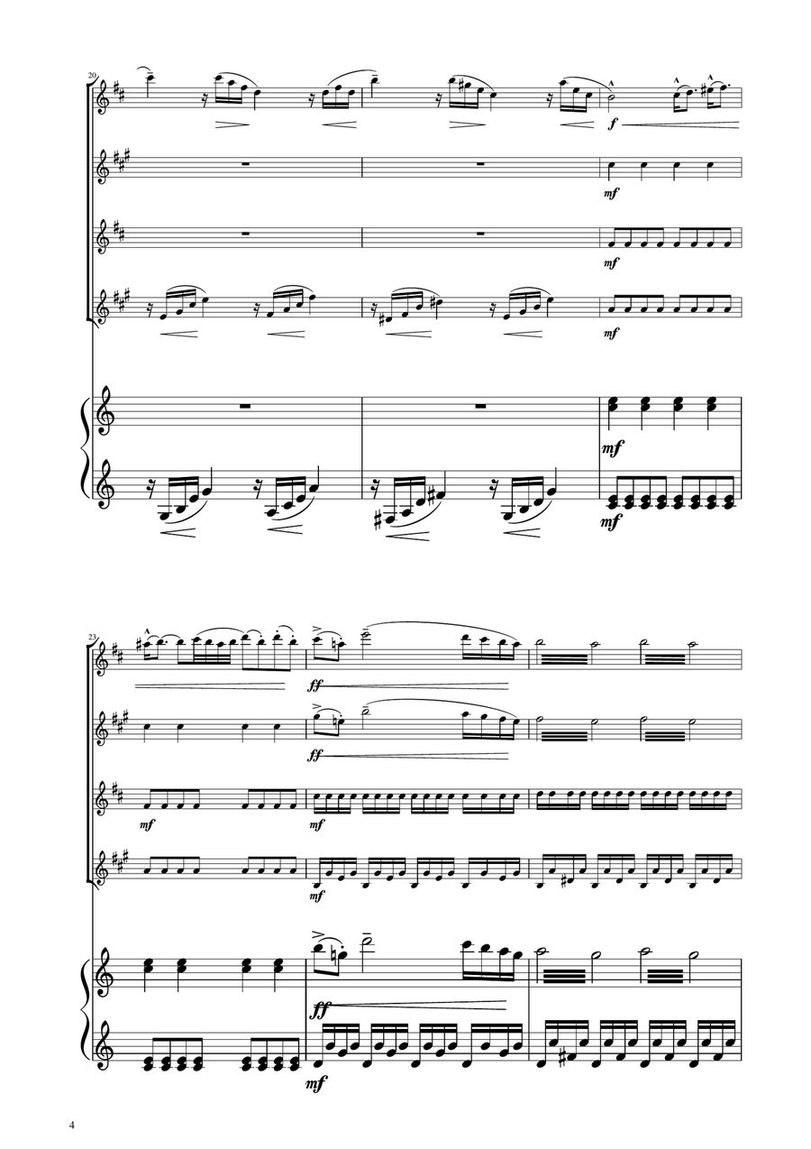 Sonata No. 16 in C Major KV 545 - Allegro - Sax Quartet by Wolfgang Amadeus Mozart Saxophone Quartet - Digital Sheet Music page 4