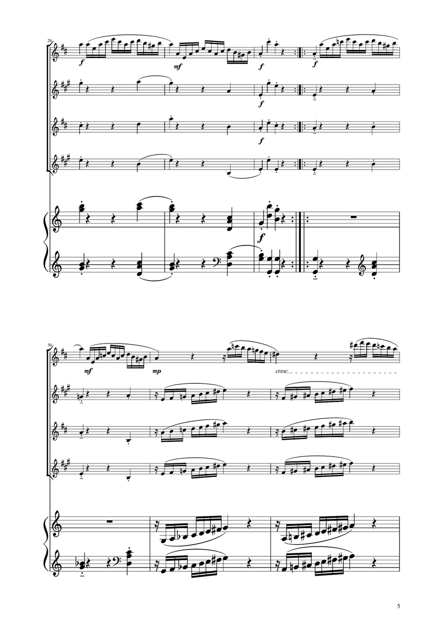 Sonata No. 16 in C Major KV 545 - Allegro - Sax Quartet by Wolfgang Amadeus Mozart Saxophone Quartet - Digital Sheet Music page 5