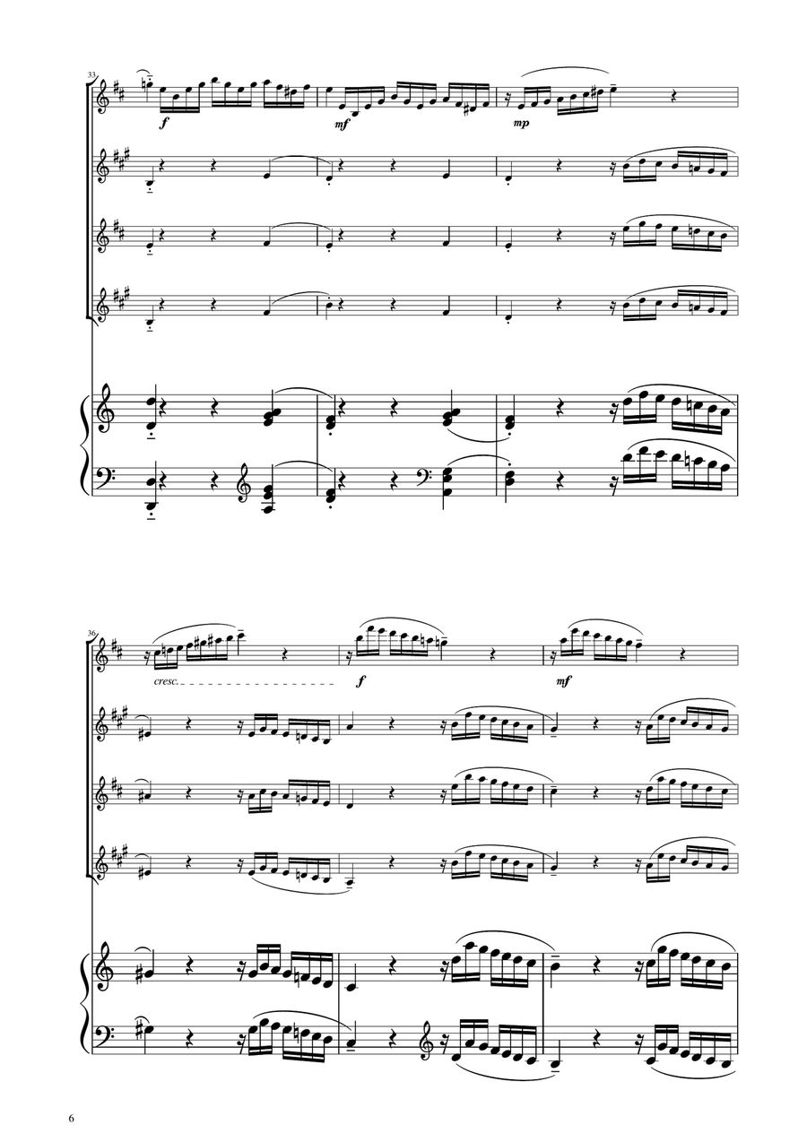 Sonata No. 16 in C Major KV 545 - Allegro - Sax Quartet by Wolfgang Amadeus Mozart Saxophone Quartet - Digital Sheet Music page 6