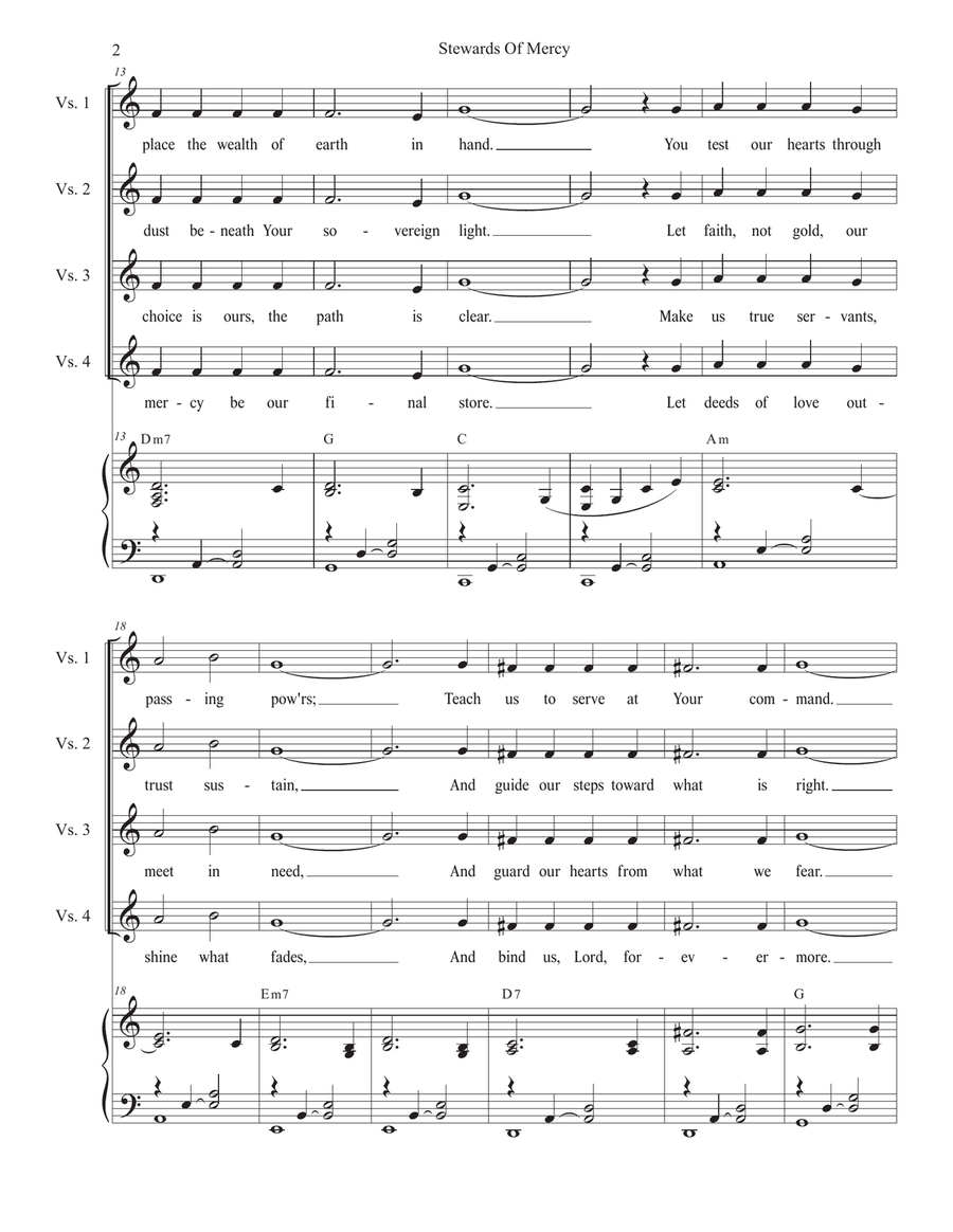 Stewards of Mercy (Duet for Soprano and Alto solo) by Stephen DeCesare Alto Voice - Digital Sheet Music page 2