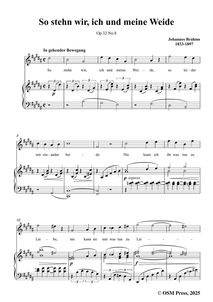 Brahms-So stehn wir,in B Major by Johannes Brahms Piano, Vocal - Digital Sheet Music page 3