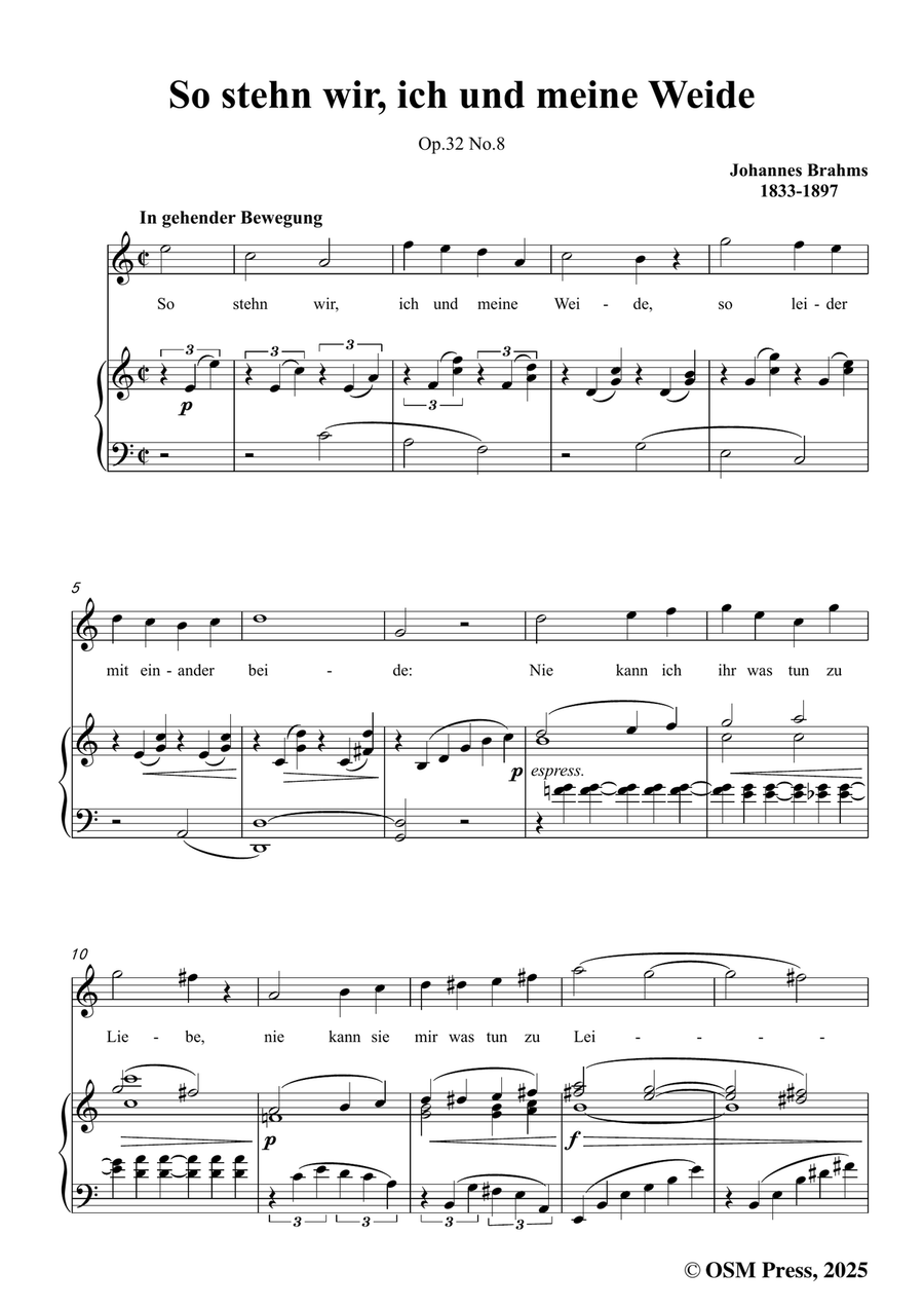 Brahms-So stehn wir,in C Major by Johannes Brahms Piano, Vocal - Digital Sheet Music page 3