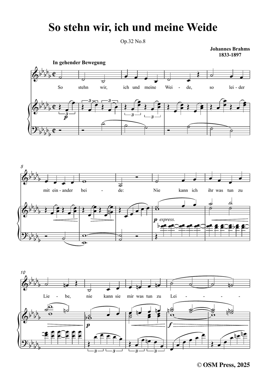 Brahms-So stehn wir,in D flat Major by Johannes Brahms Piano, Vocal - Digital Sheet Music page 3