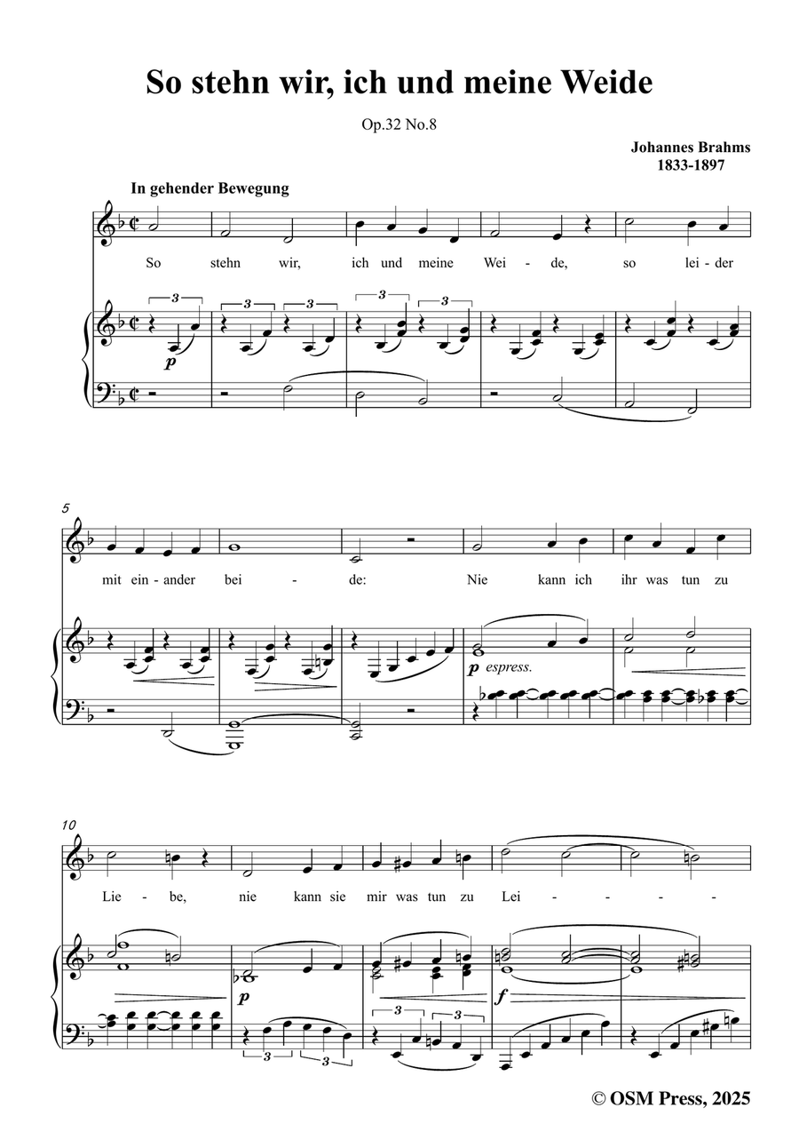 Brahms-So stehn wir,in F Major by Johannes Brahms Piano, Vocal - Digital Sheet Music page 3