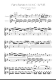 Sonata No. 16 in C Major KV 545 - Allegro - Clarinet Duet
