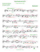 Fuga duodecima in F# (Fugue 20 in F sharp), from Ludus Tonalis Woodwind Quintet scores gallery preview page 3