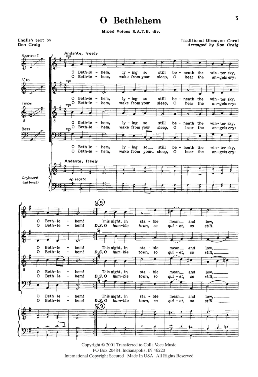 O Bethlehem 4-Part - Digital Sheet Music page 2