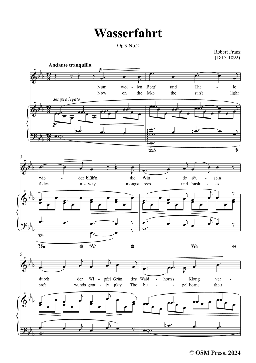 R. Franz-Wasserfahrt,in E flat Major by Robert Franz Piano, Vocal - Digital Sheet Music page 3