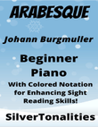 Arabesque Beginner Piano Sheet Music with Colored Notation