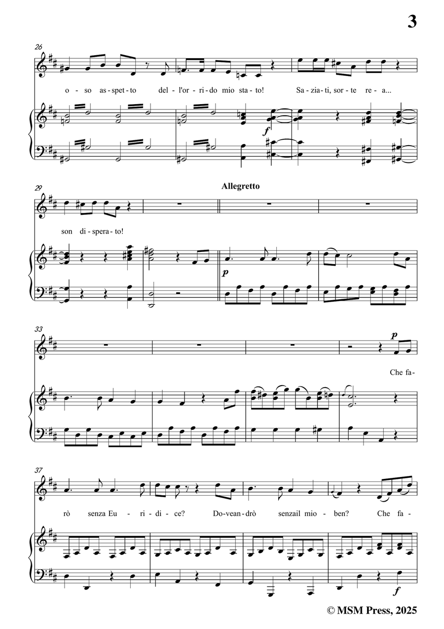 C. W. Gluck-Che farò senza Euridice,in D Major Piano, Vocal - Digital Sheet Music page 5