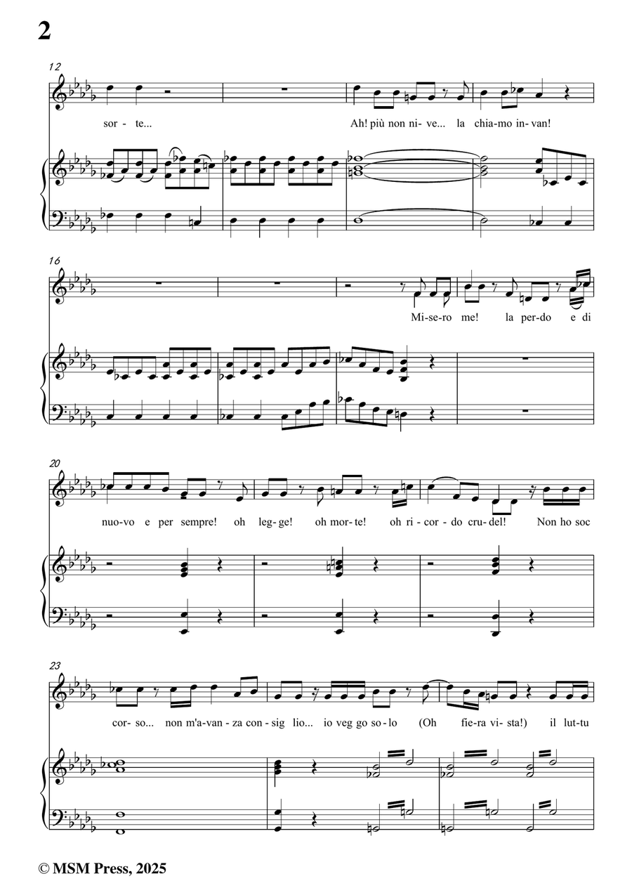 C. W. Gluck-Che farò senza Euridice,in D flat Major Piano, Vocal - Digital Sheet Music page 4
