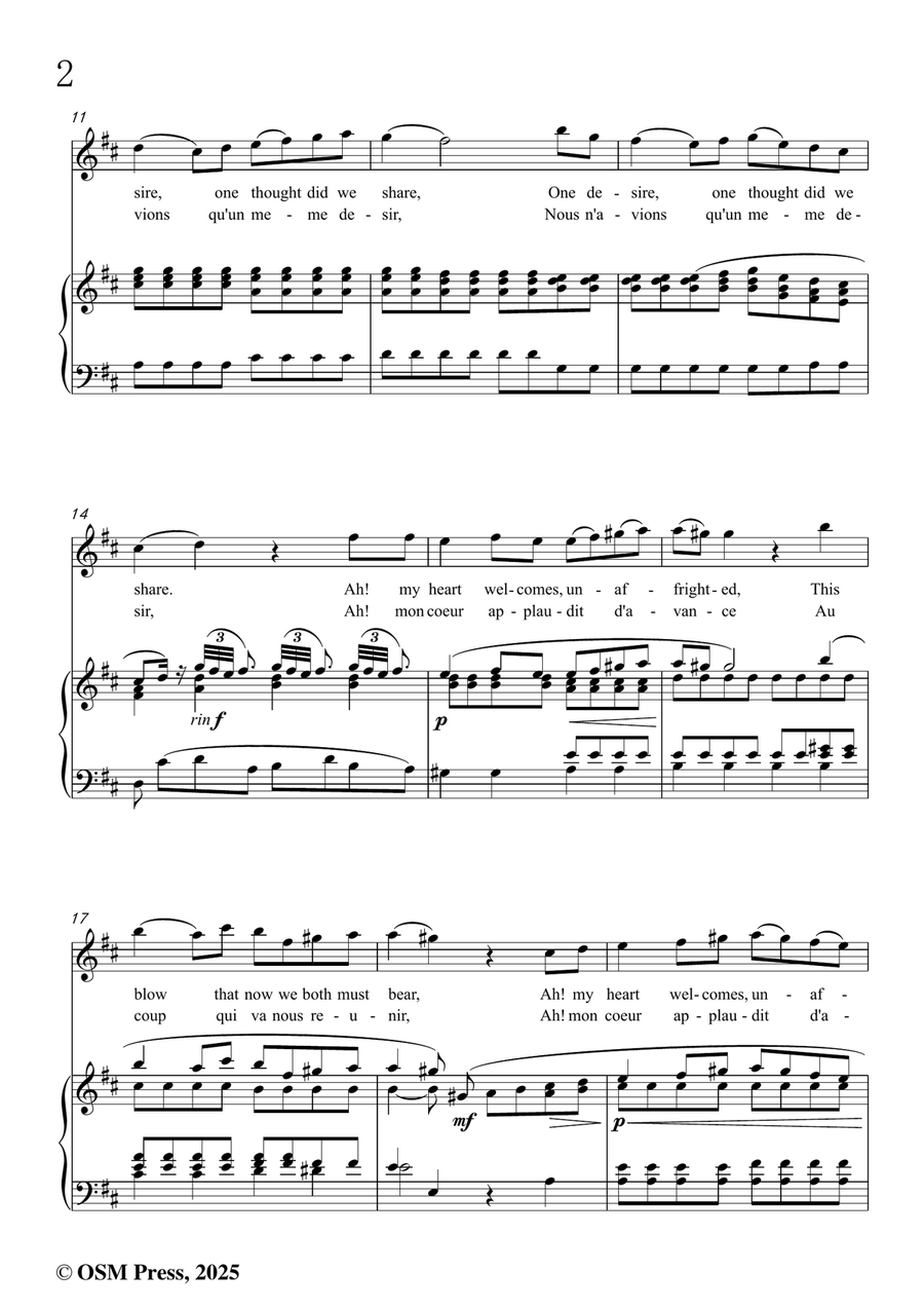 C. W. Gluck-Unis dès la plus tendre enfance,in D Major by Christoph Willibald Von Gluck Piano, Vocal - Digital Sheet Music page 4