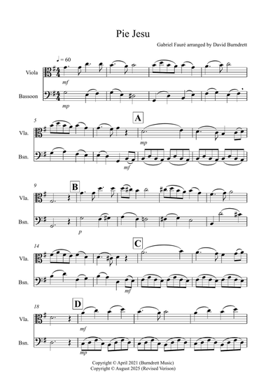 Pie Jesu (from Requiem) for Viola and Bassoon Duet