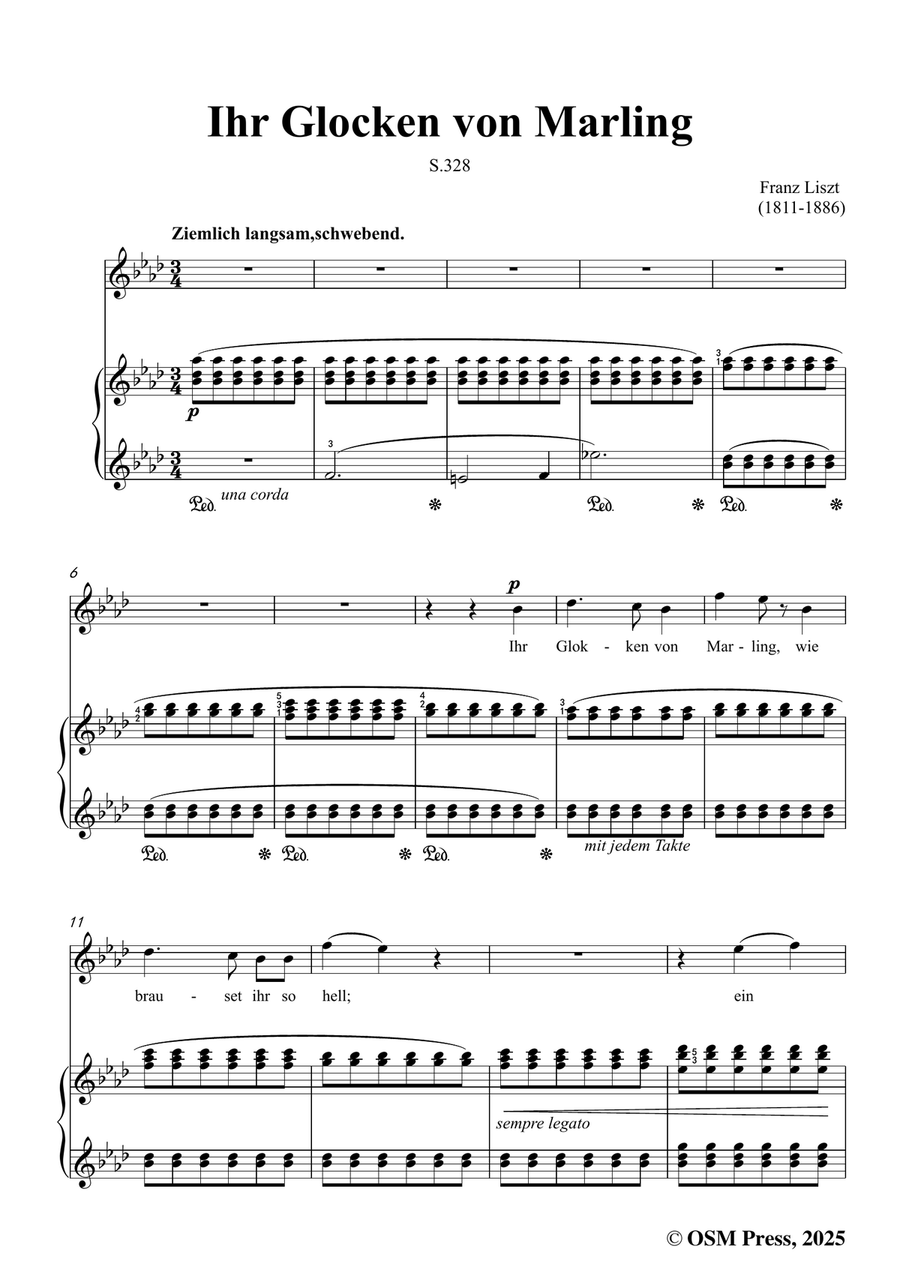 Liszt-Ihr Glocken von Marling,in A flat Major by Franz Liszt Piano, Vocal - Digital Sheet Music page 3