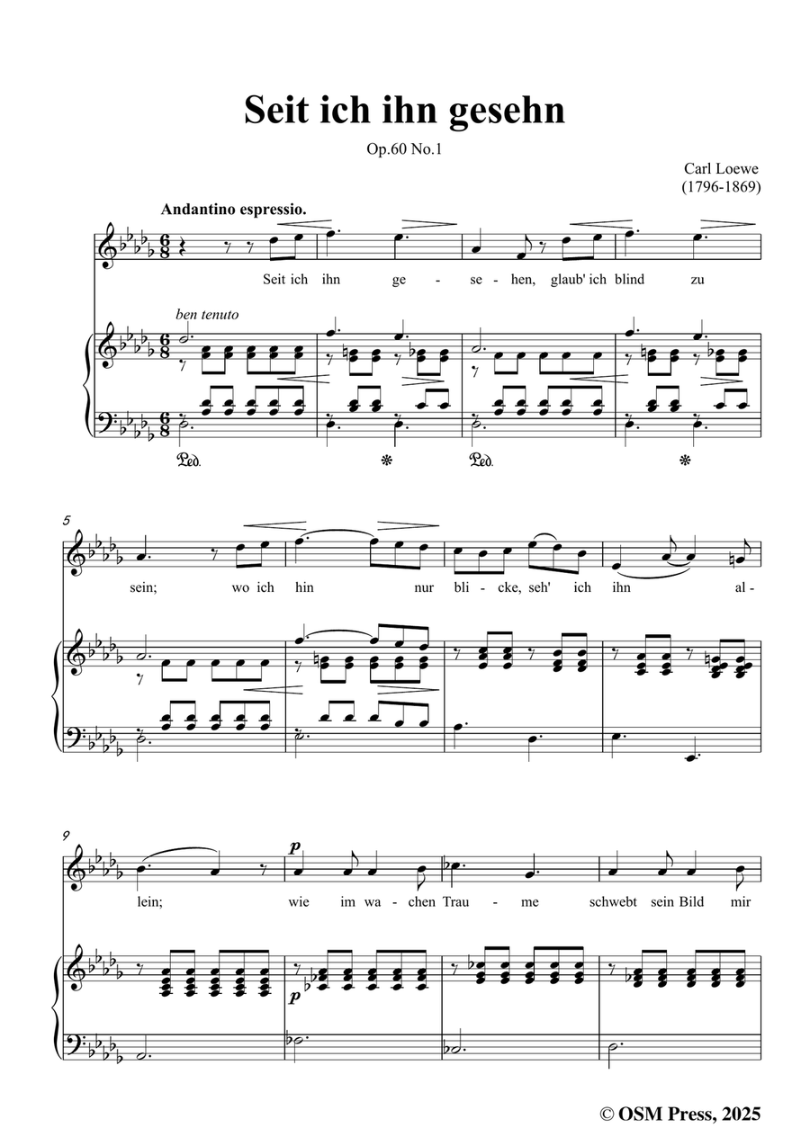 C. Loewe-Seit ich ihn gesehn,in D flat Major by Carl Loewe Piano, Vocal - Digital Sheet Music page 3